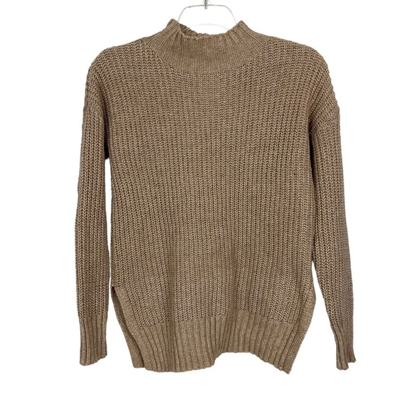 MAURICES Women’s Pullover Mock Neck Sweater Sz XS Color Tan Stretch 8” Slit - Picture 1 of 10